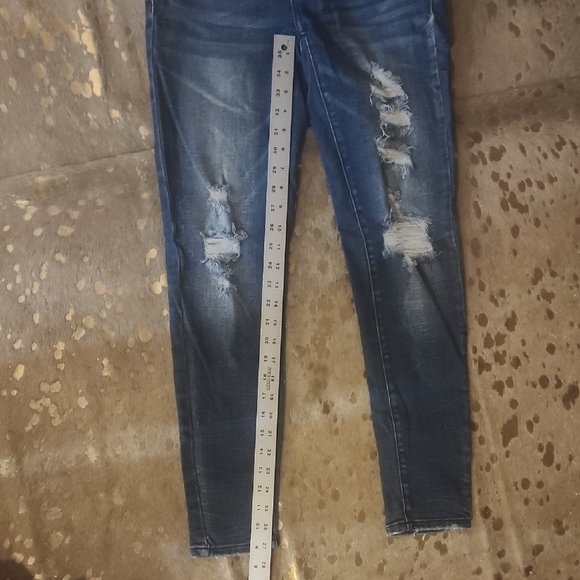 KanCan Black Skinny Jeans Distressed Ankle Length - Picture 2 of 8